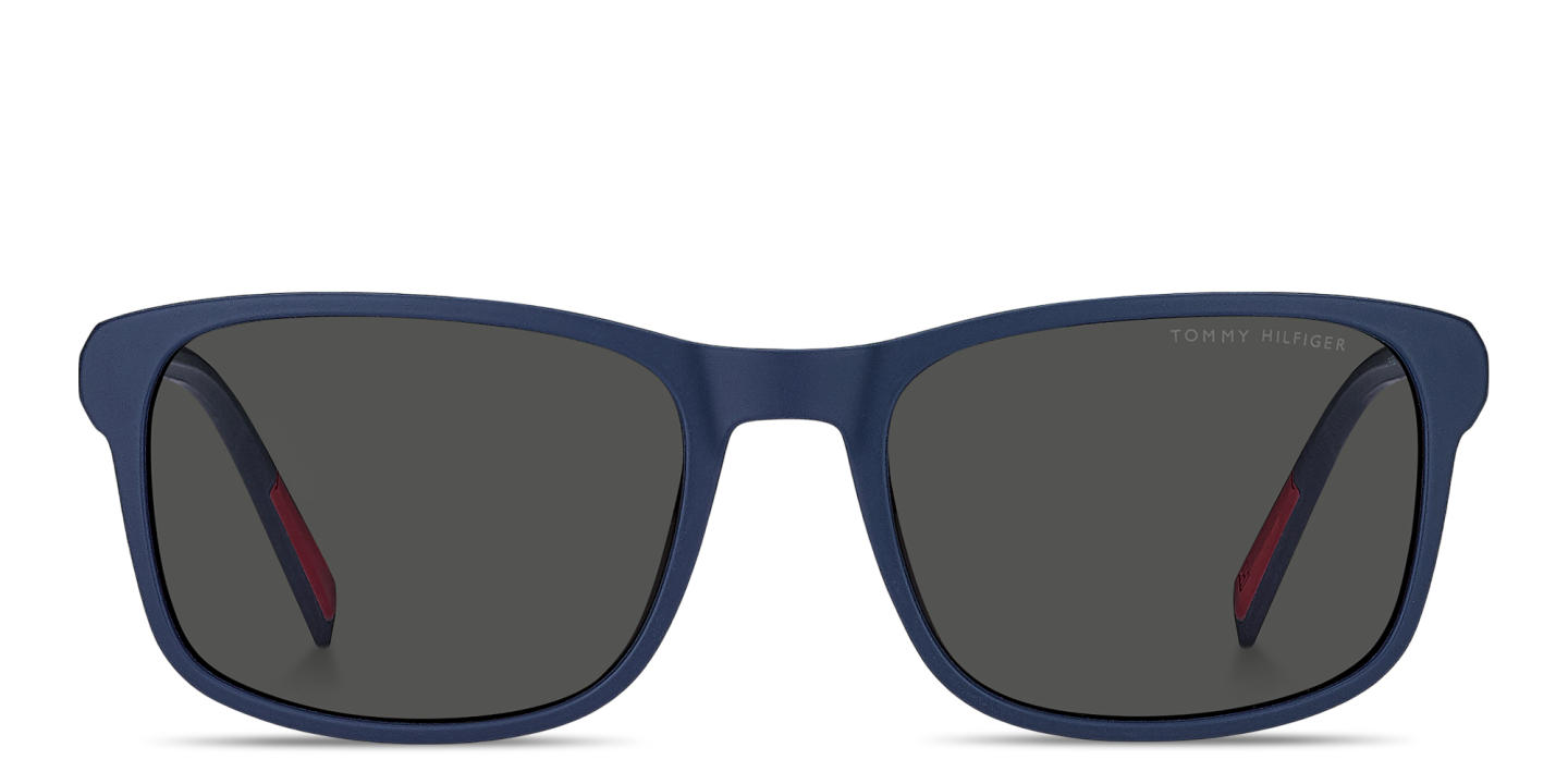 Shop Tommy Hilfiger Logo Rectangle Sunglasses in Blue online.
