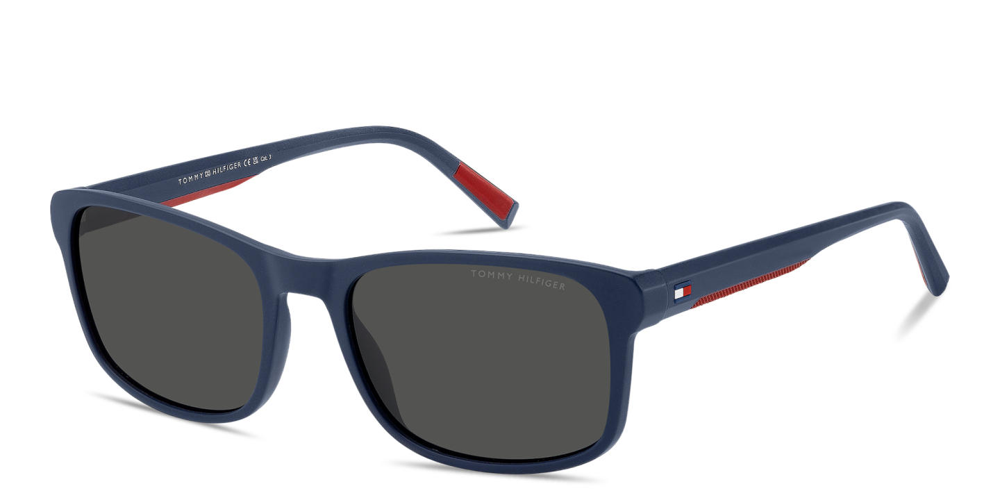 Shop Tommy Hilfiger Logo Rectangle Sunglasses in Blue online.