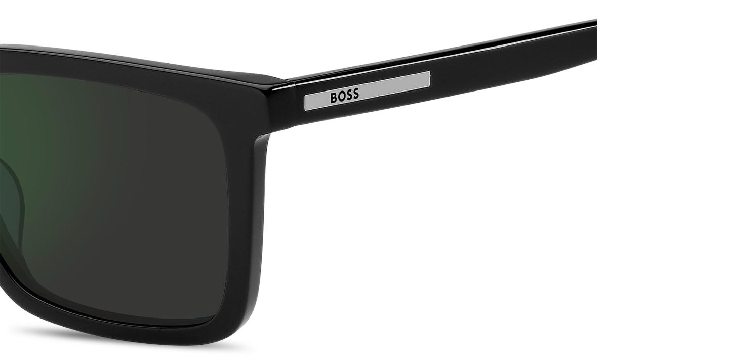 Shop Hugo Boss Logo Lettering Rectangle Sunglasses in Black online.