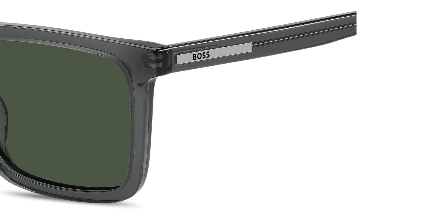 Shop Hugo Boss Logo Lettering Rectangle Sunglasses in Green online.
