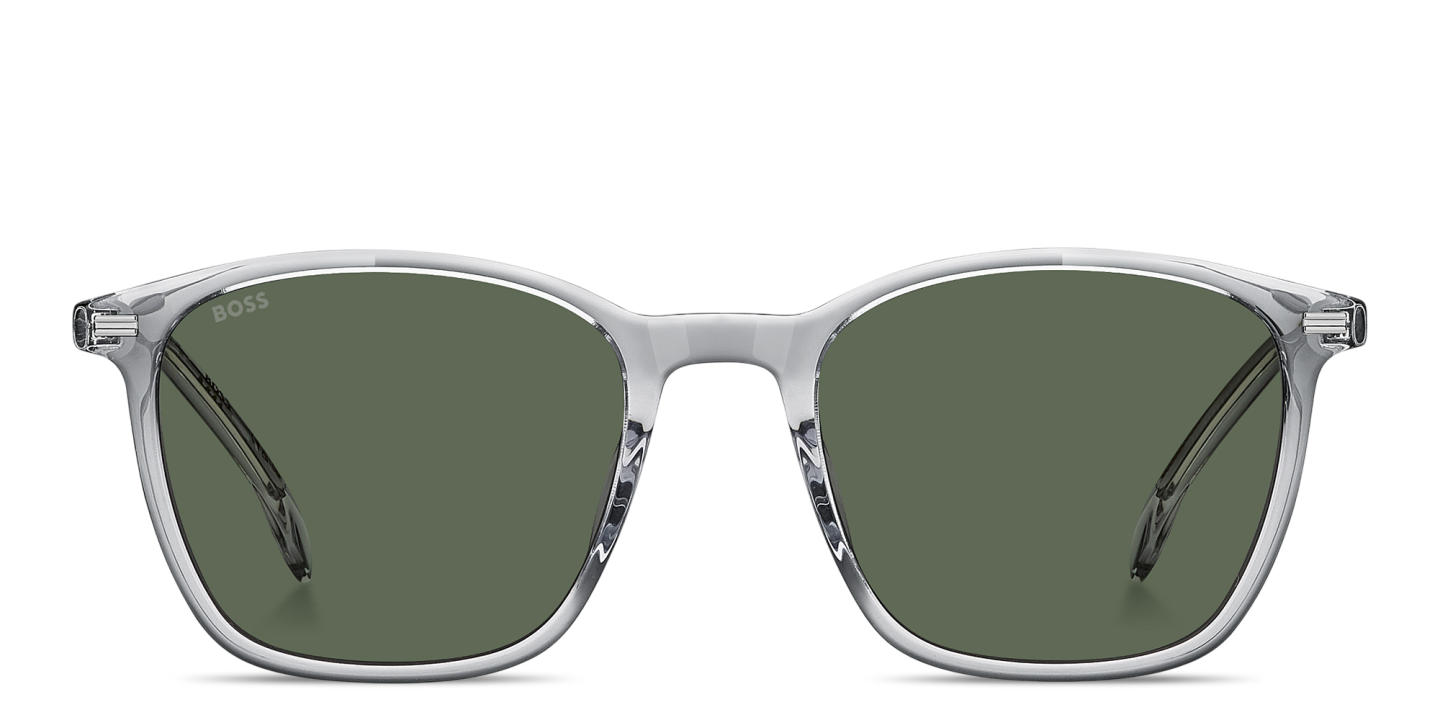 Shop Hugo Boss Logo Lettering Panthos Sunglasses in Transparent Grey online.