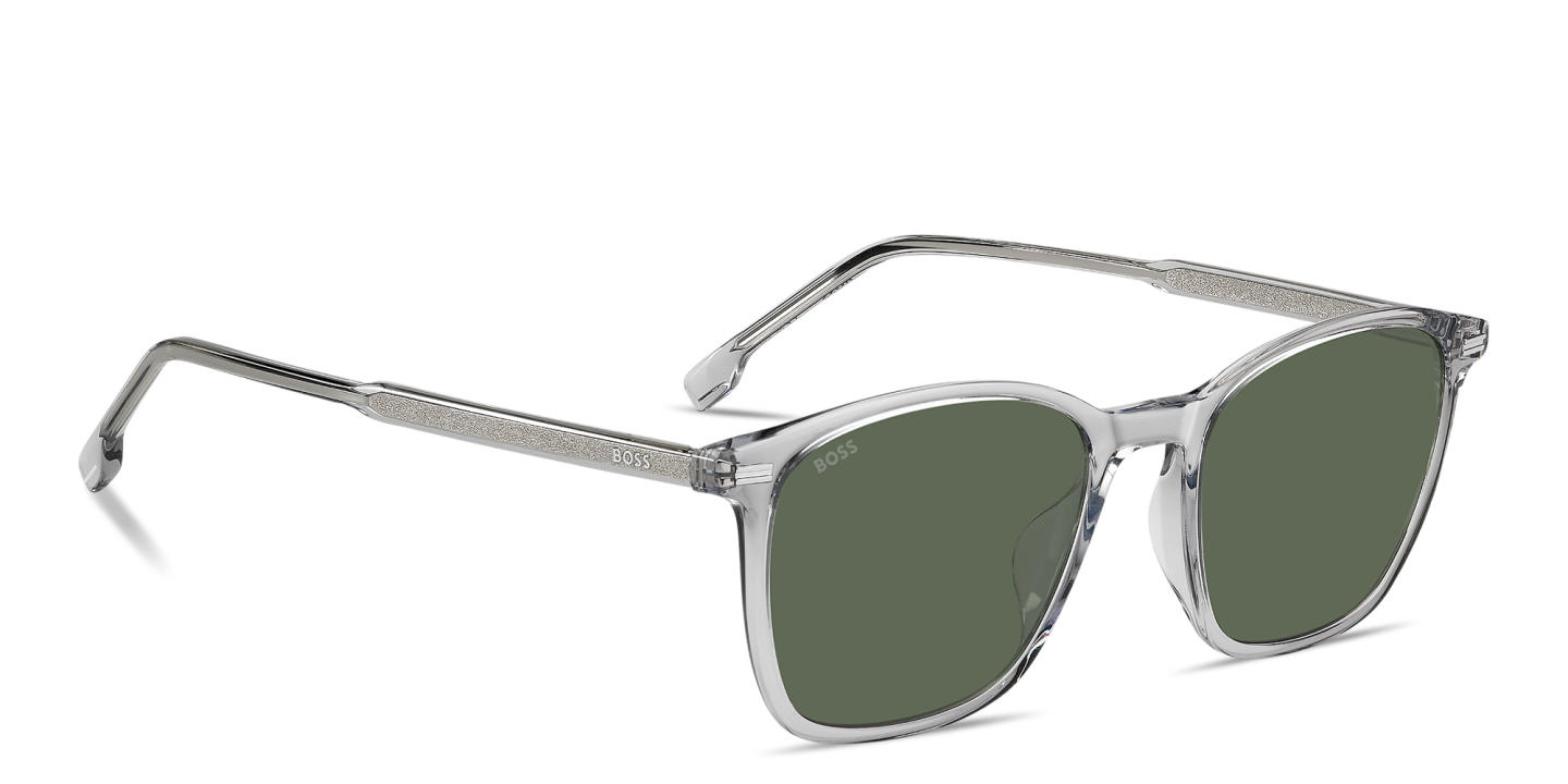 Shop Hugo Boss Logo Lettering Panthos Sunglasses in Transparent Grey online.