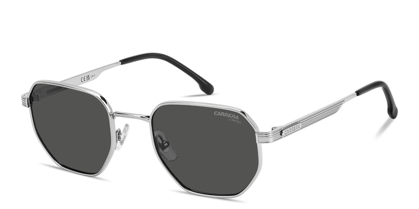 Shop Carrera Engraved Logo Irregular Sunglasses in Ruthenium online.