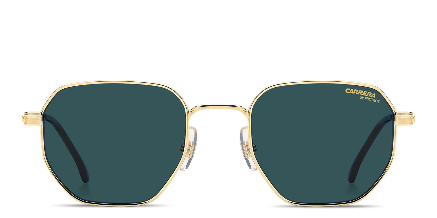 Shop Carrera Engraved Logo Irregular Sunglasses in Gold online.