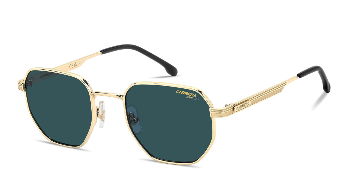Shop Carrera Engraved Logo Irregular Sunglasses in Gold online.