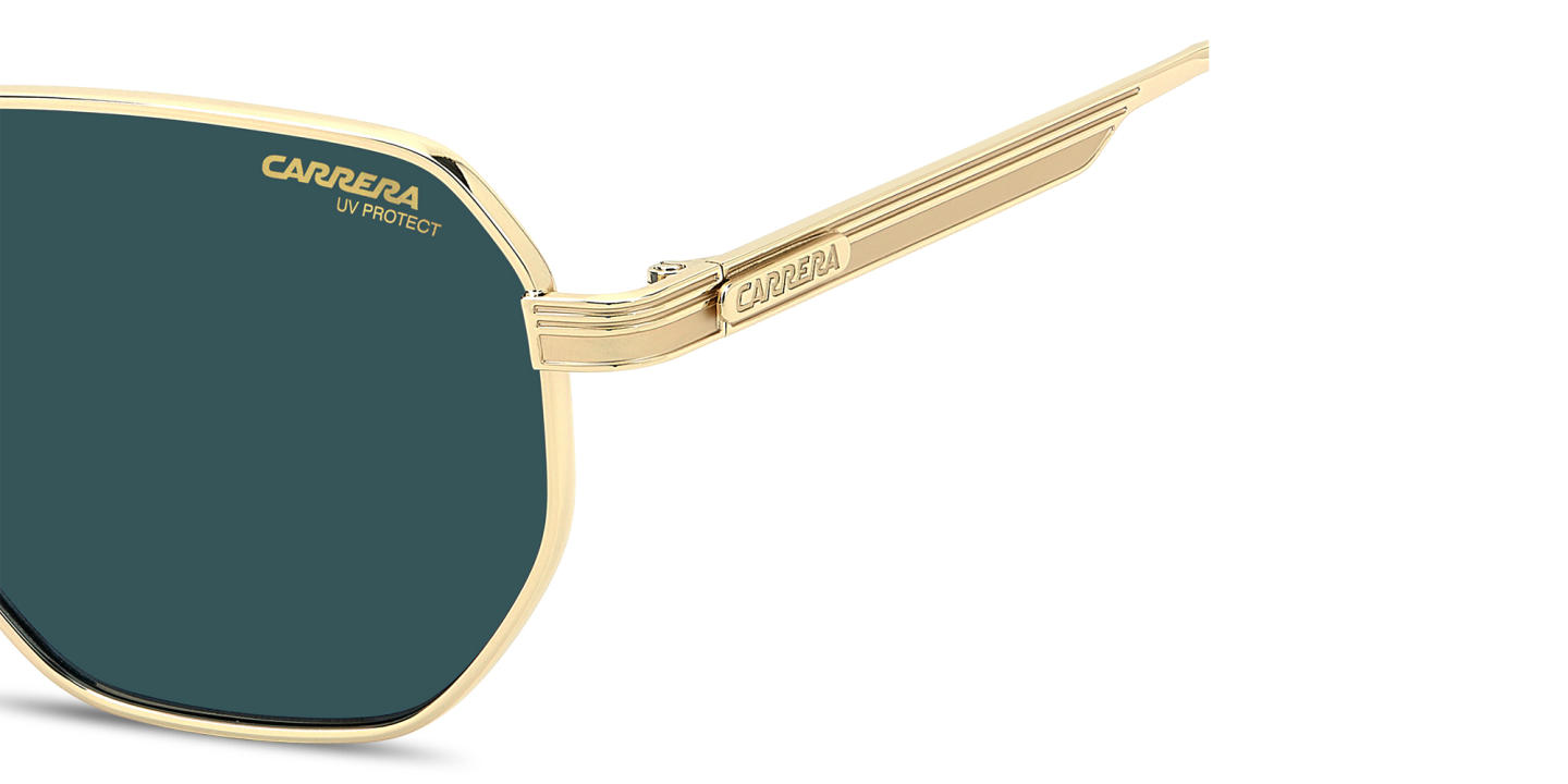 Shop Carrera Engraved Logo Irregular Sunglasses in Gold online.