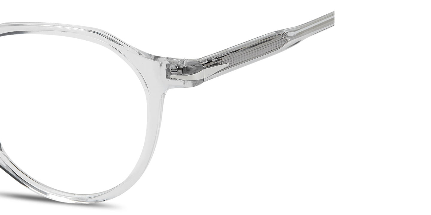 Shop DAVID BECKHAM Talisman Panthos Eyeglasses in Transparent Grey online.