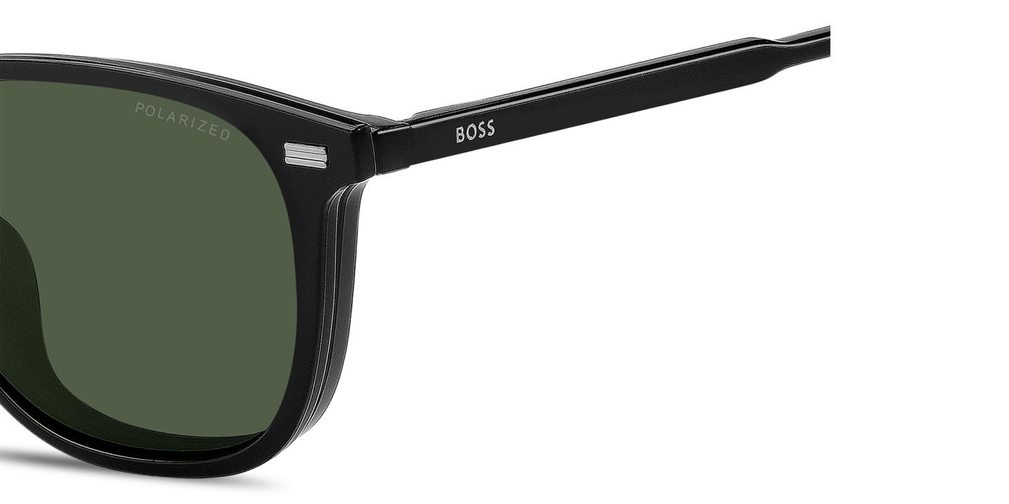 Shop Hugo Boss Clip-On Square Eyeglasses in Black online.