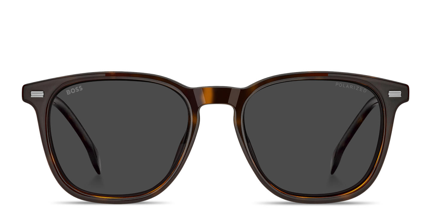 Shop Hugo Boss Clip-On Square Eyeglasses in Havana online.