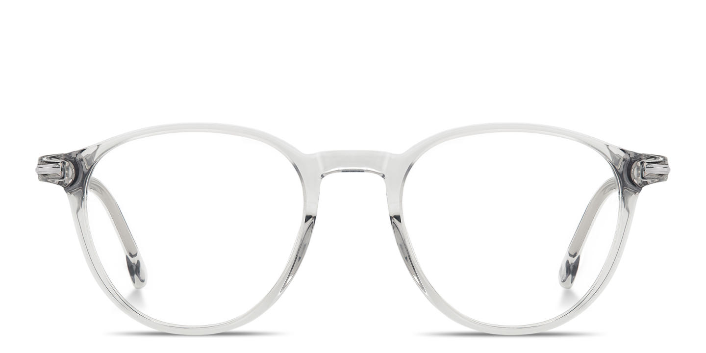 Shop Carrera Logo Lettering Panthos Eyeglasses in Transparent Grey online.