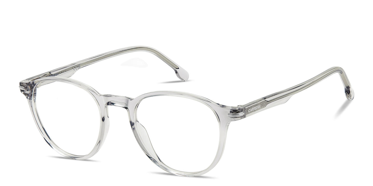 Shop Carrera Logo Lettering Panthos Eyeglasses in Transparent Grey online.
