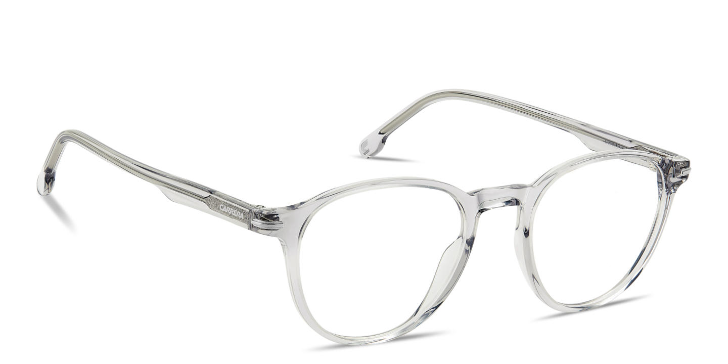 Shop Carrera Logo Lettering Panthos Eyeglasses in Transparent Grey online.