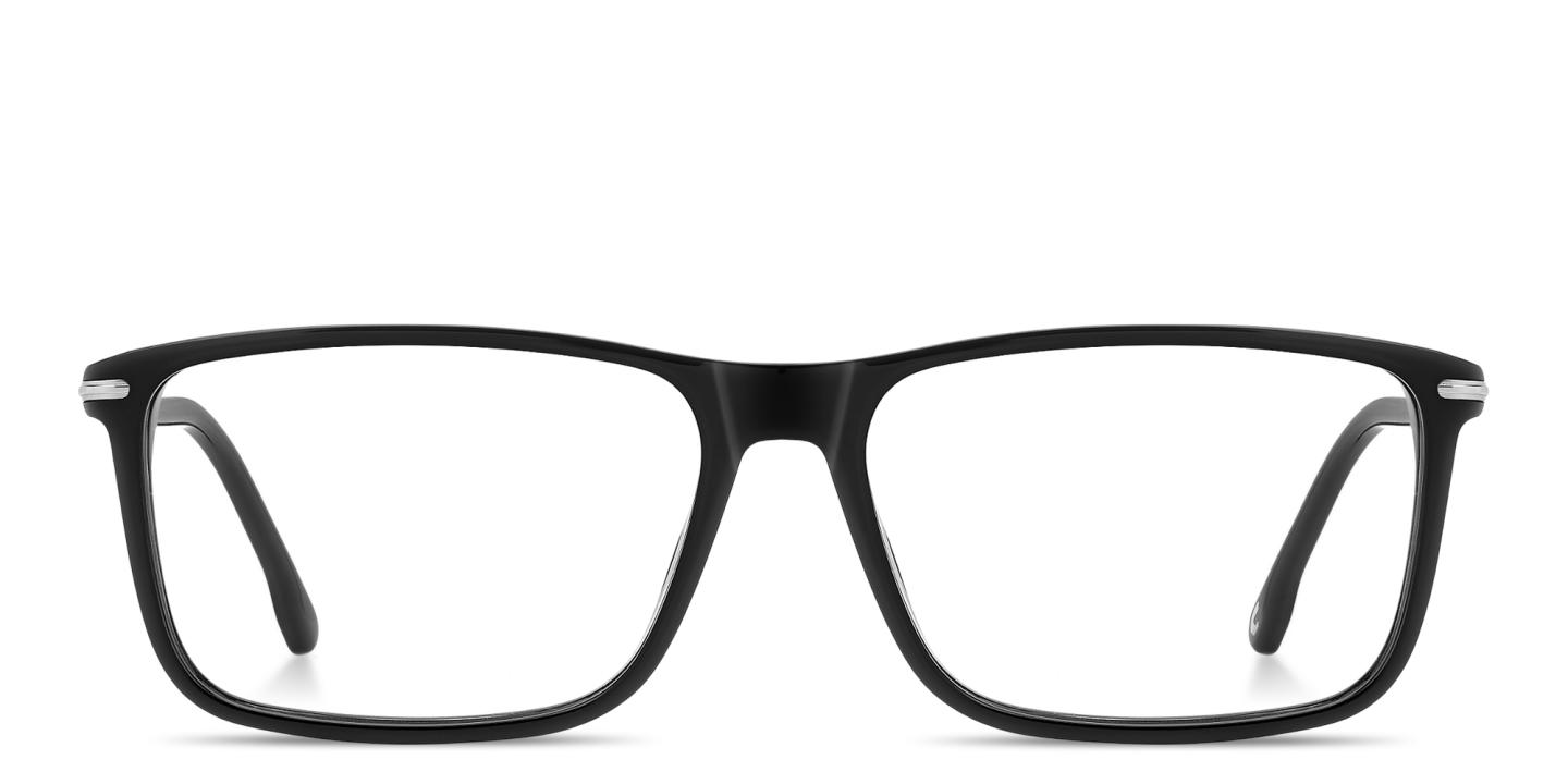 Shop Carrera Logo Lettering Wide Rectangle Eyeglasses in Black online.