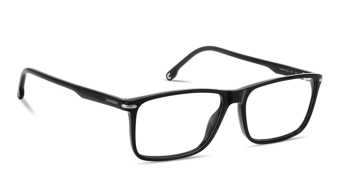 Shop Carrera Logo Lettering Wide Rectangle Eyeglasses in Black online.