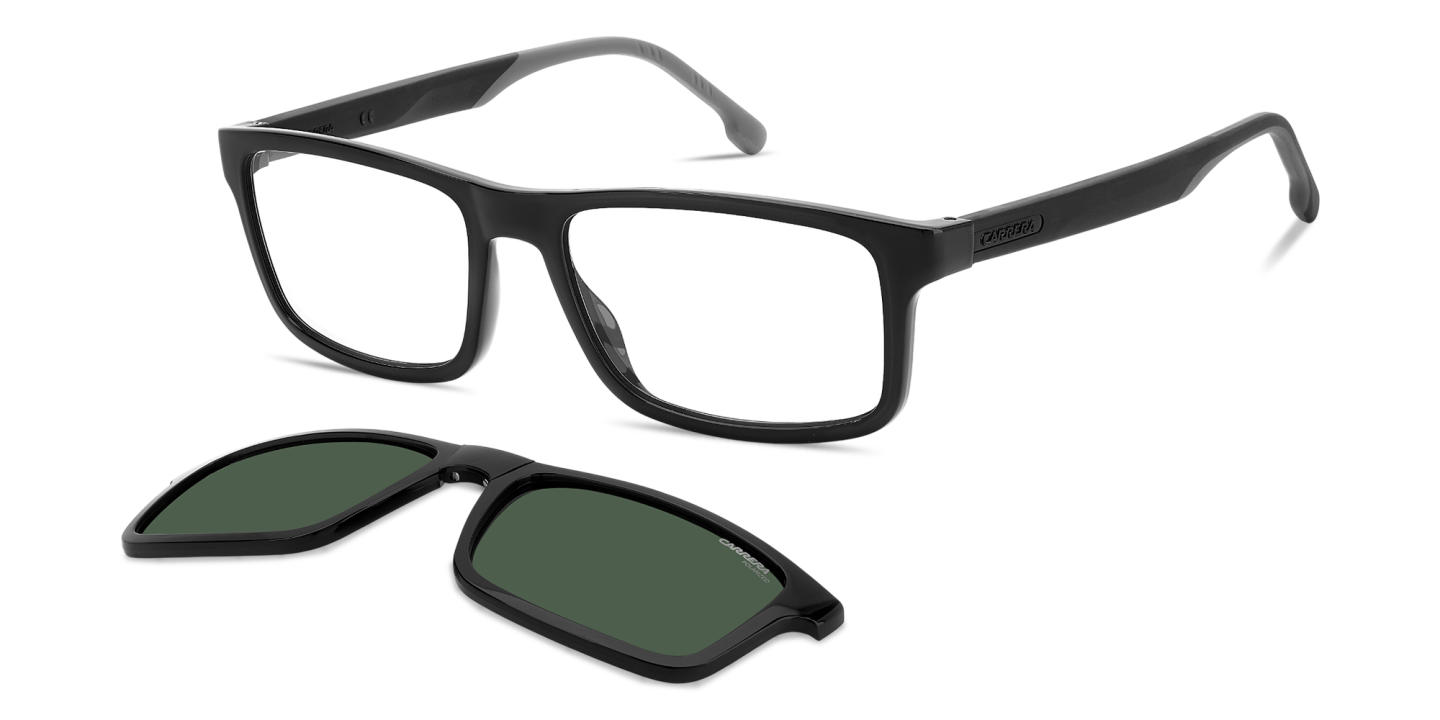 Shop Carrera Clip-On Wide Rectangle Eyeglasses in Black online.