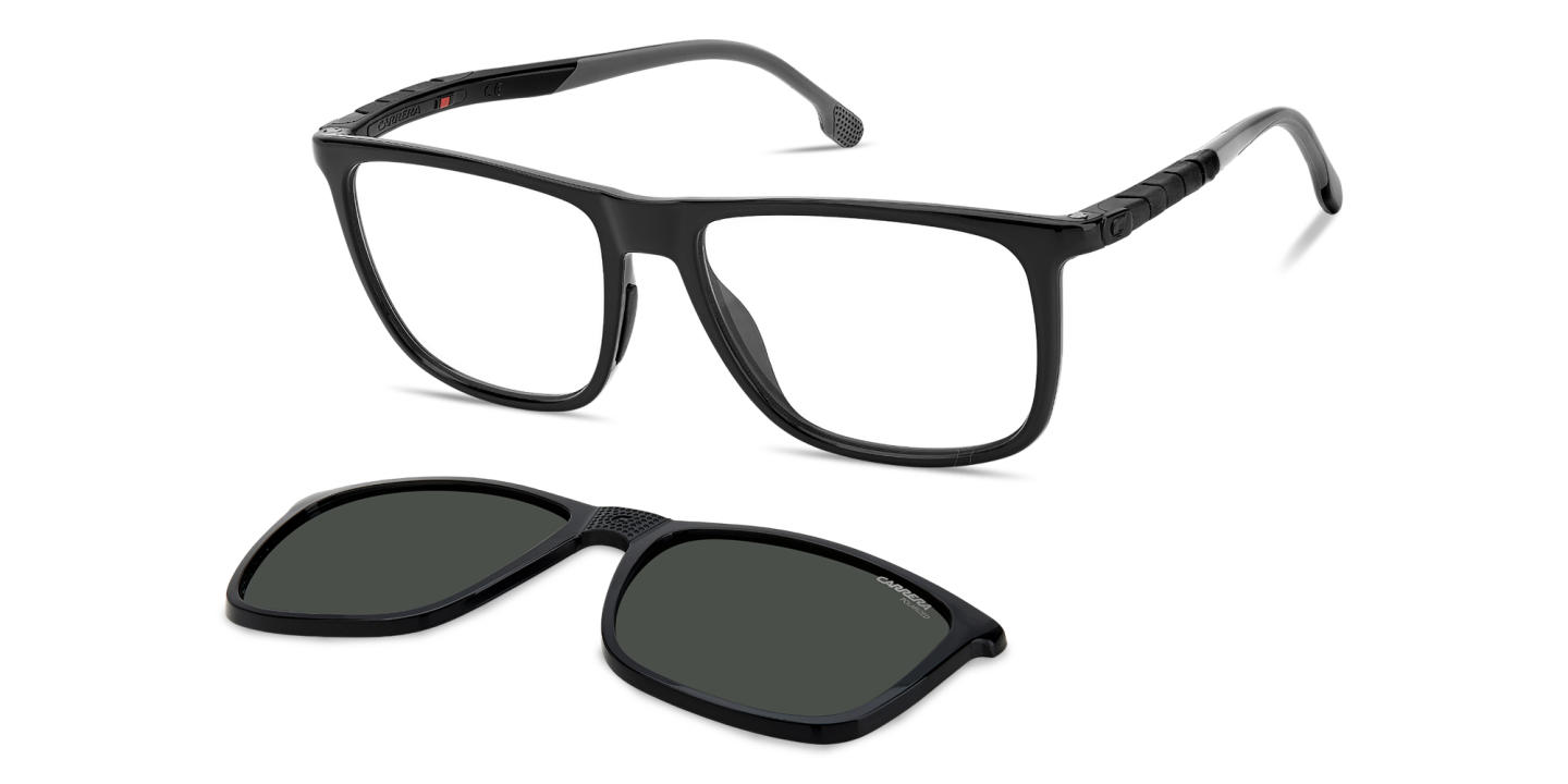 Shop Carrera Hyperfit Clip-On Wide Rectangle Eyeglasses in Black online.