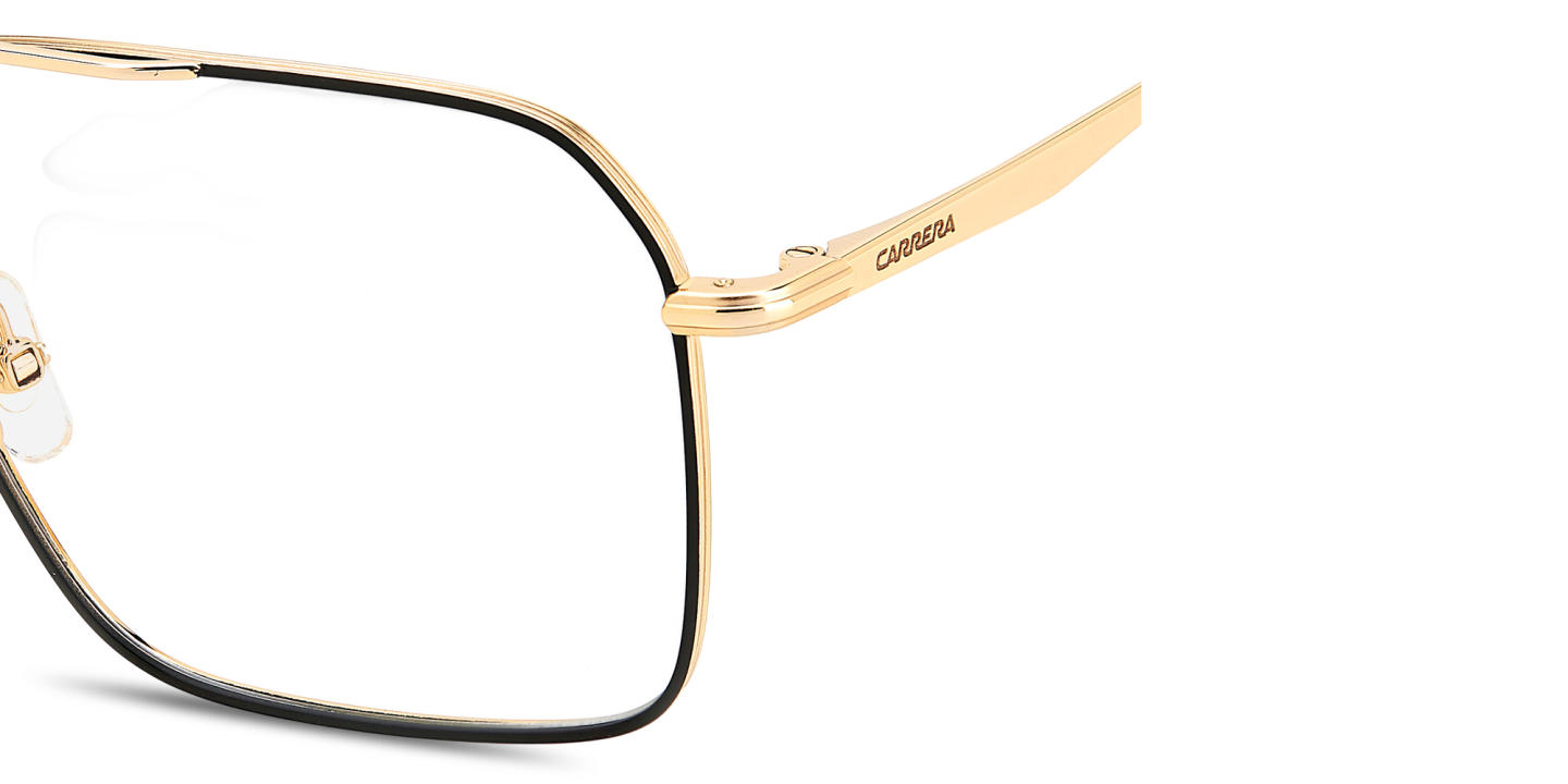 Shop Carrera Engraved Logo Wide Aviator Eyeglasses in Gold Black online.