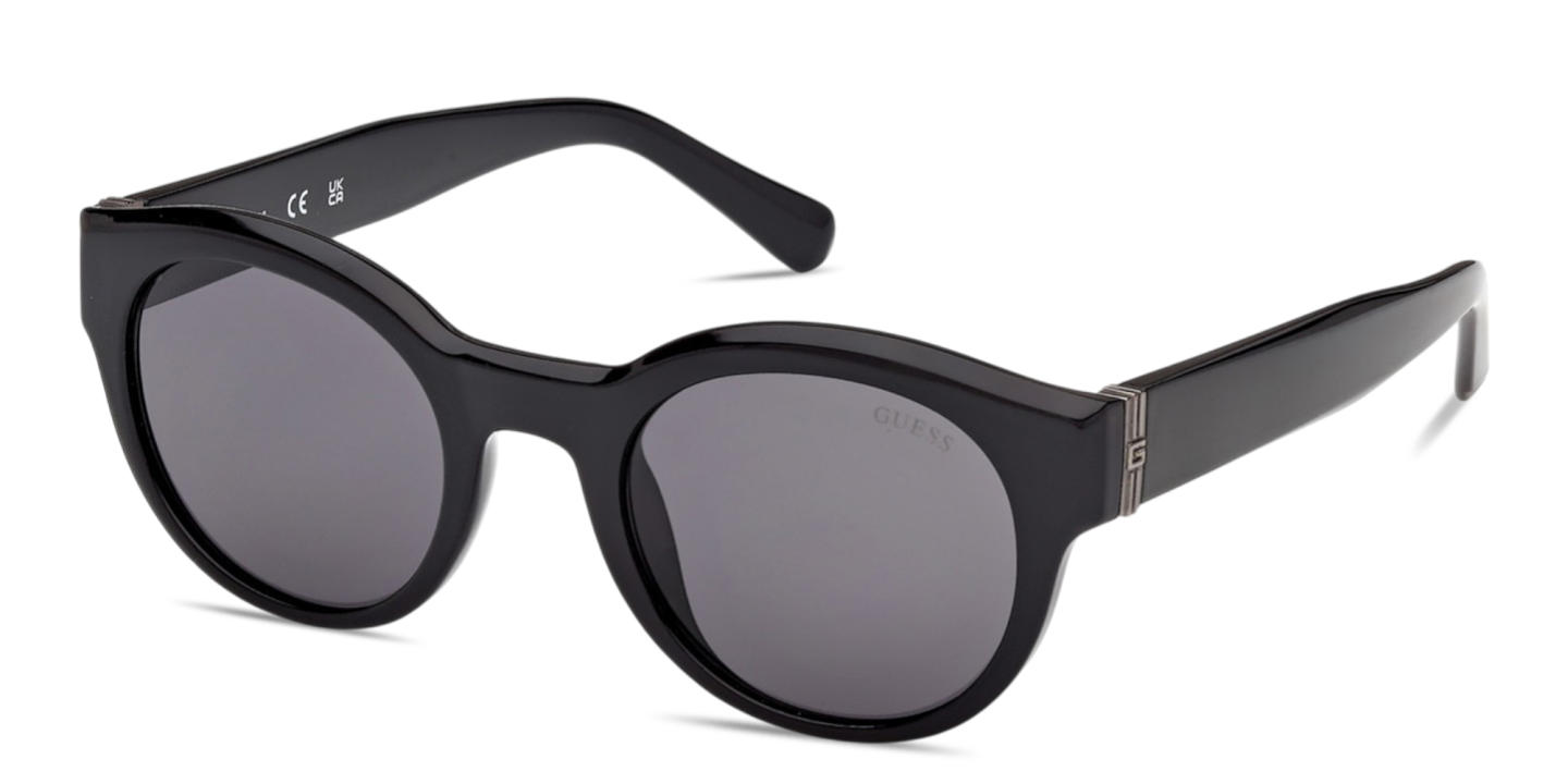 Shop Guess G Logo Round Sunglasses in Shiny Black online.