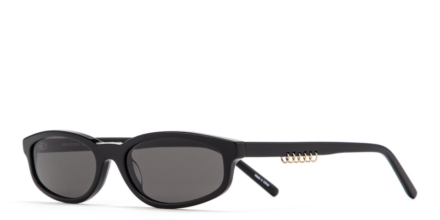 Shop TRICE Gala Irregular Sunglasses in Black online.