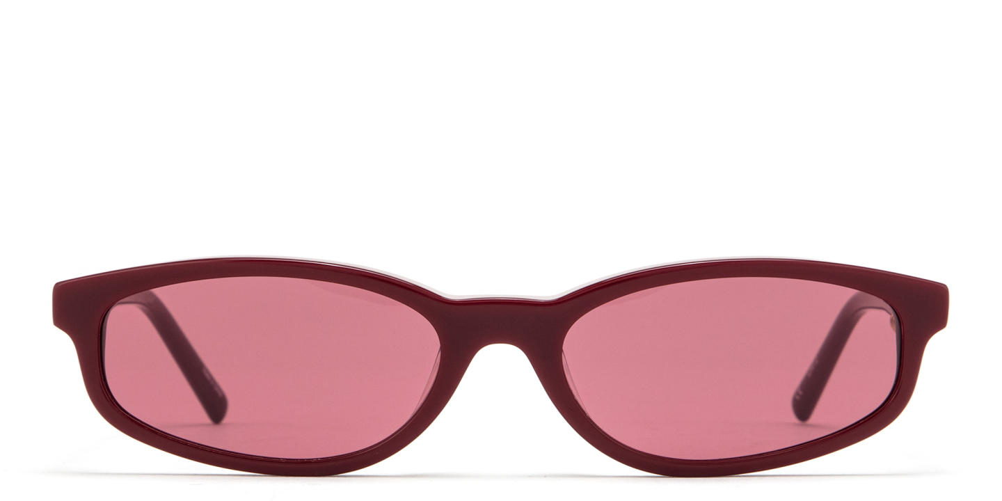 Shop TRICE Gala Irregular Sunglasses in Burgundy online.