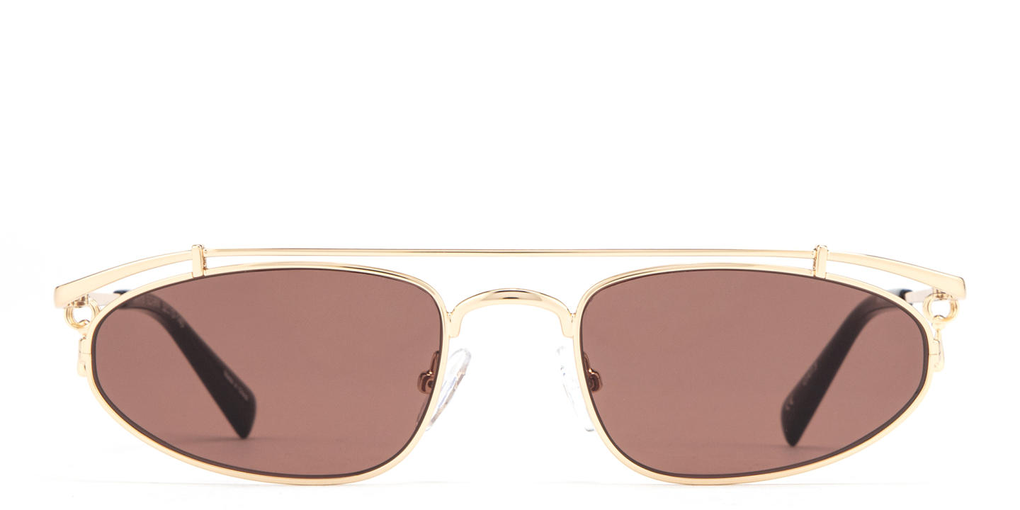 Shop TRICE Nori Irregular Sunglasses in Gold online.