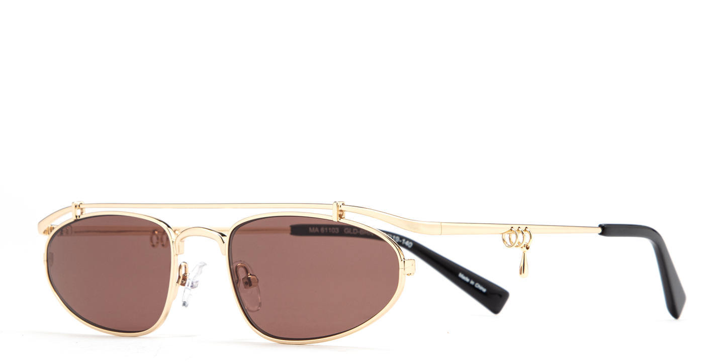 Shop TRICE Nori Irregular Sunglasses in Gold online.