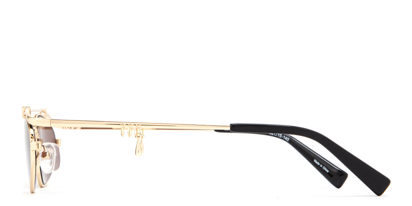Shop TRICE Nori Irregular Sunglasses in Gold online.