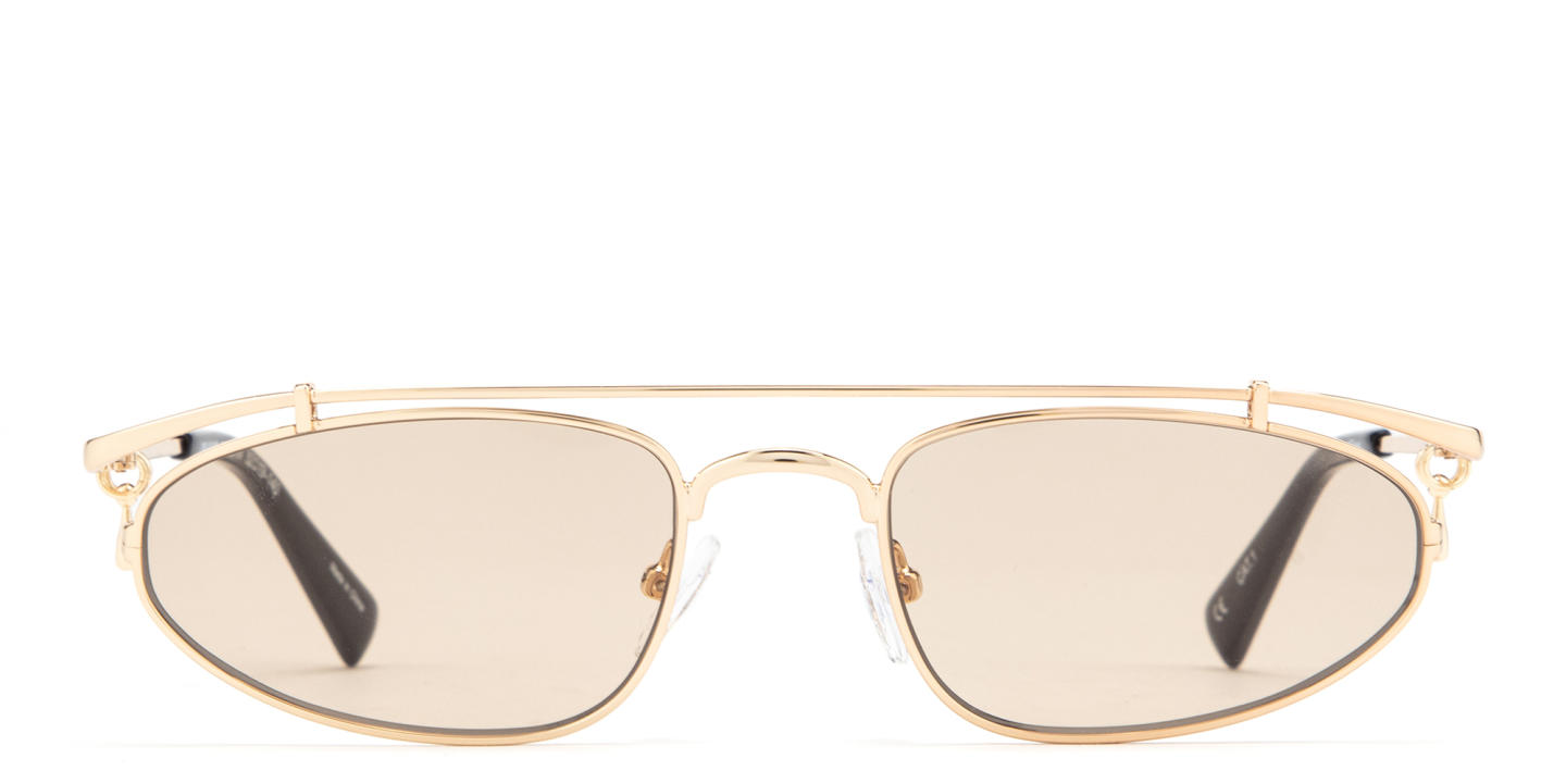 Shop TRICE Nori Irregular Sunglasses in Gold online.