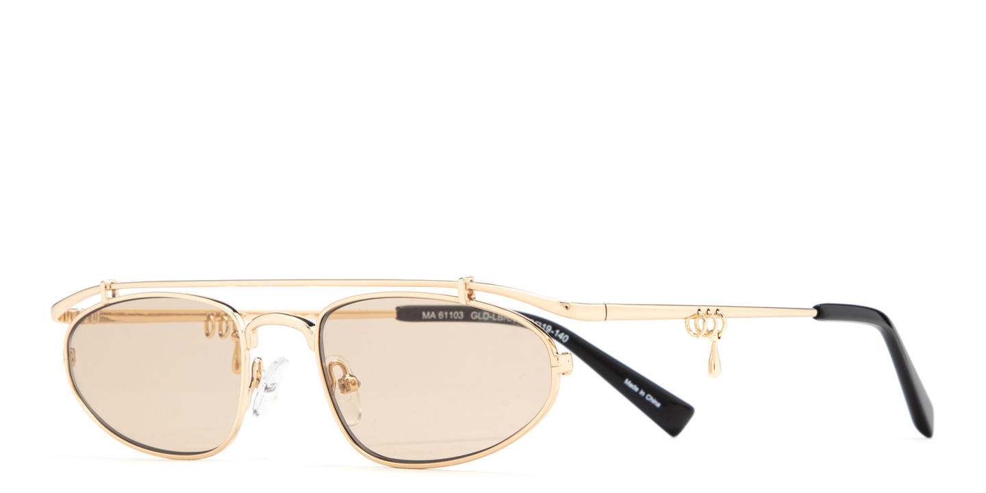 Shop TRICE Nori Irregular Sunglasses in Gold online.