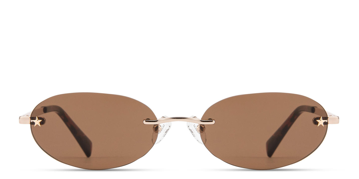 Shop Guess Jeans Unisex Rimless Oval Sunglasses in Gold online.