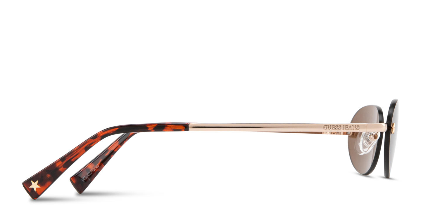 Shop Guess Jeans Unisex Rimless Oval Sunglasses in Gold online.