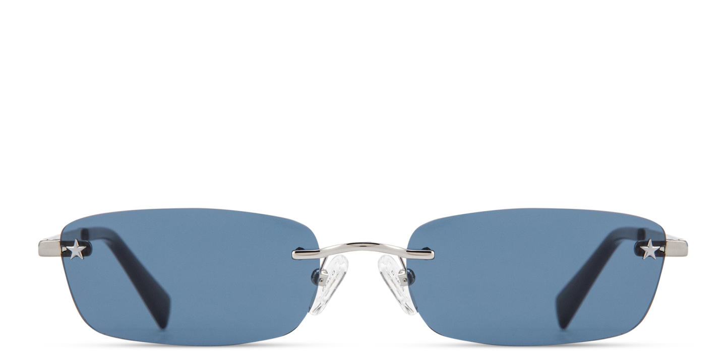 Shop Guess Jeans Unisex Rimless Rectangle Sunglasses in Gunmetal online.