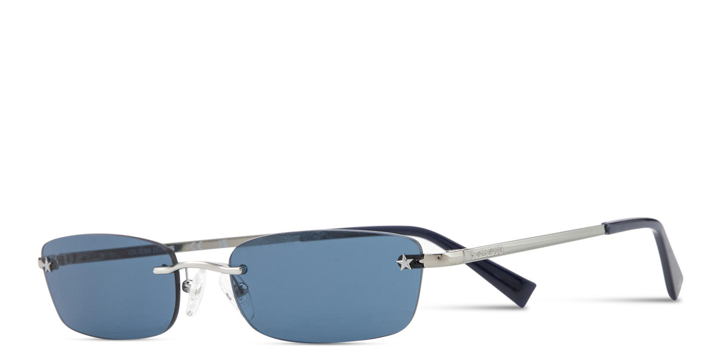 Shop Guess Jeans Unisex Rimless Rectangle Sunglasses in Gunmetal online.