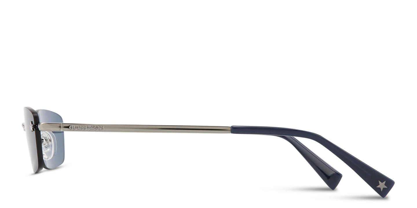 Shop Guess Jeans Unisex Rimless Rectangle Sunglasses in Gunmetal online.