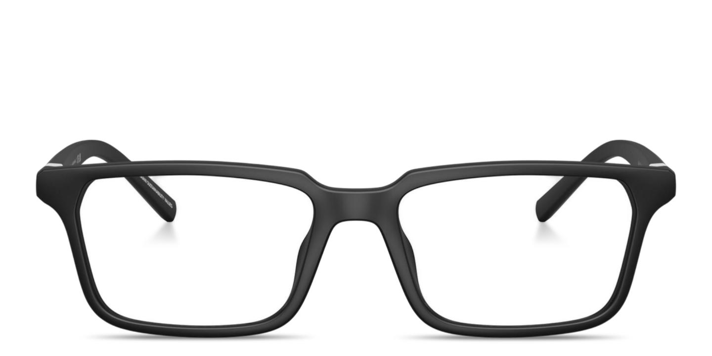 Shop Armani Exchange A|X Logo Rectangle Eyeglasses in Matte Black online.