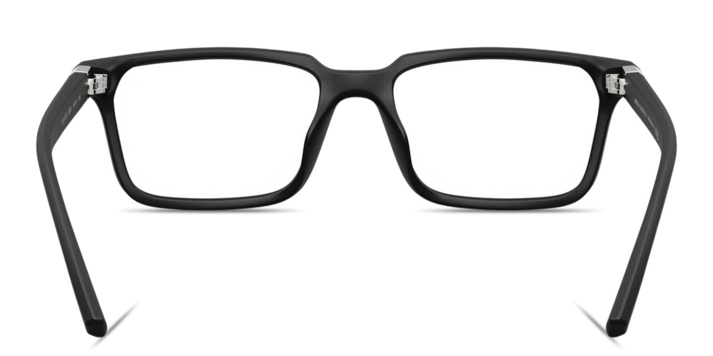 Shop Armani Exchange A|X Logo Rectangle Eyeglasses in Matte Black online.