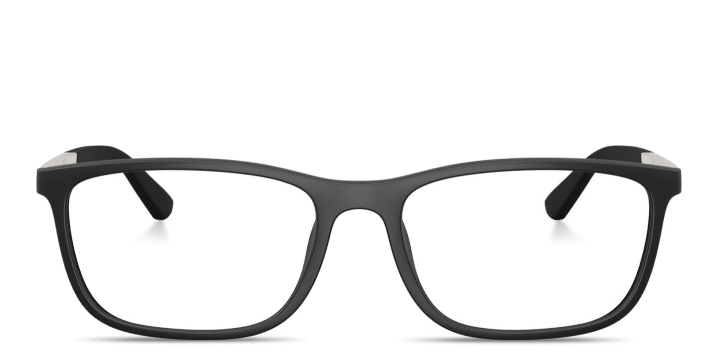 Shop Emporio Armani Eagle Logo Wide Pillow Eyeglasses in Matte Black online.