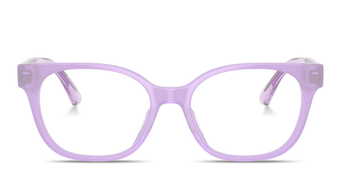 Shop Emporio Armani Eagle Logo Kids Square Eyeglasses in Opal Lilac online.