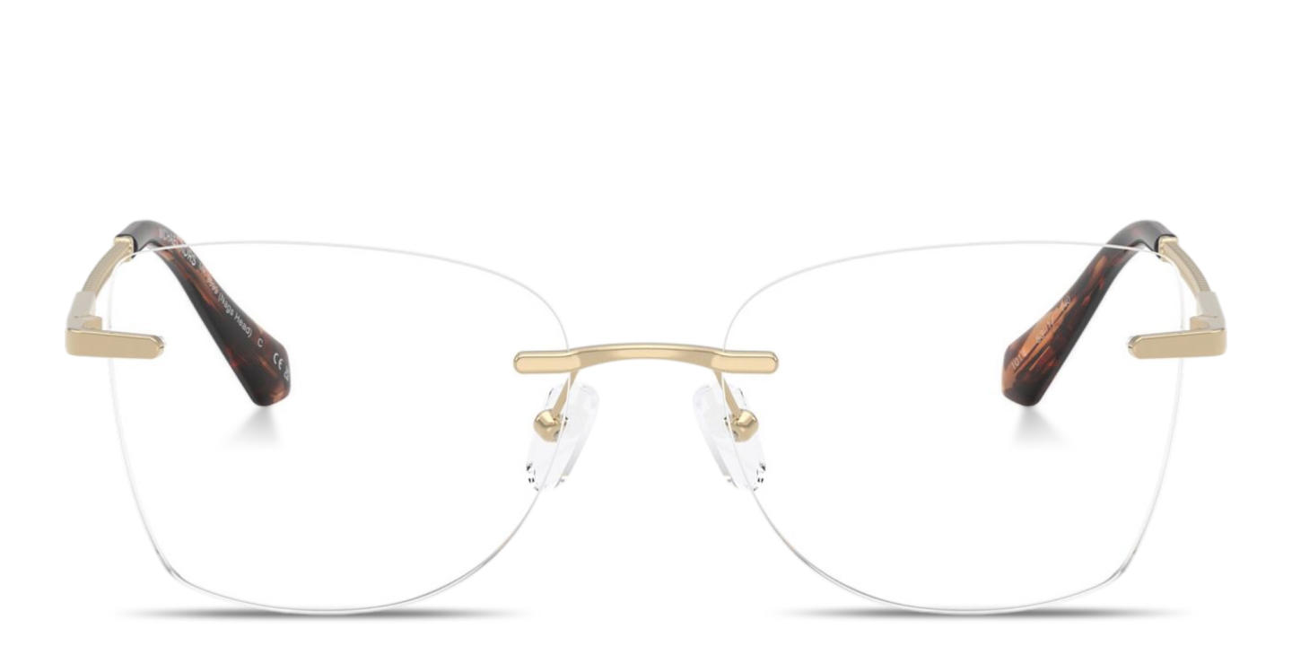 Shop Michael Kors Nags Head Rimless Square Eyeglasses in Light Gold online.