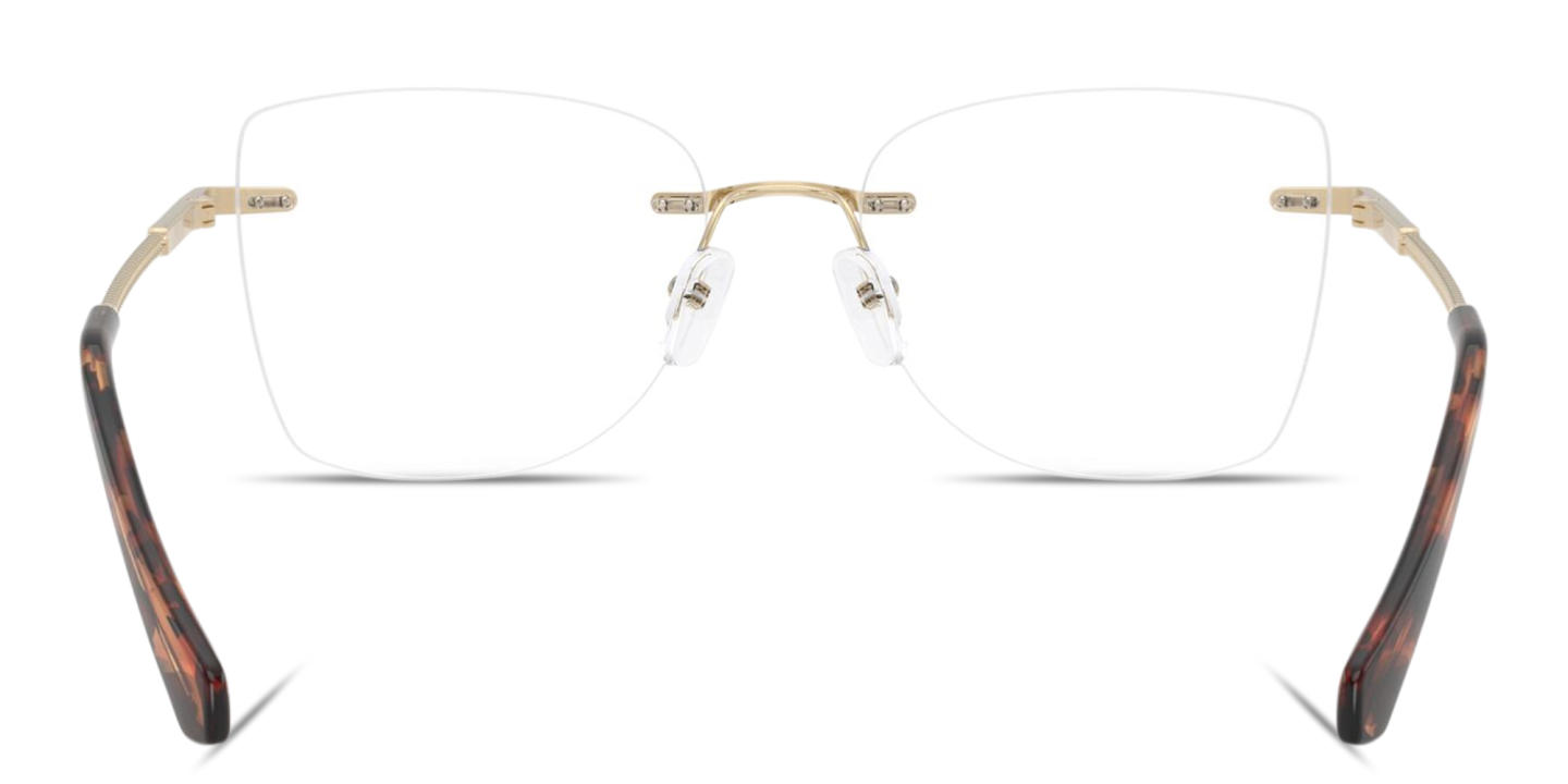 Shop Michael Kors Nags Head Rimless Square Eyeglasses in Light Gold online.