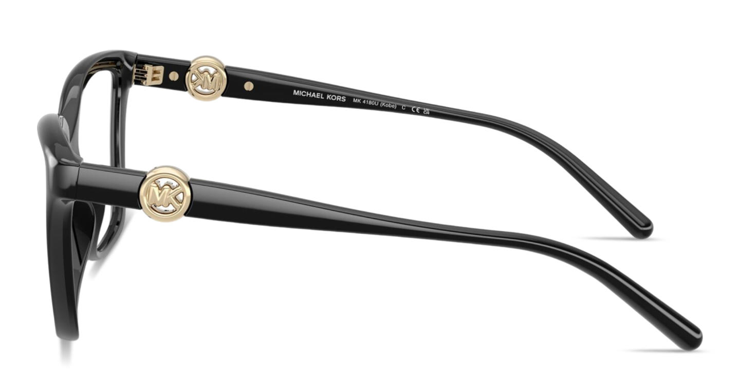 Shop Michael Kors Kobe Square Eyeglasses in Black online.
