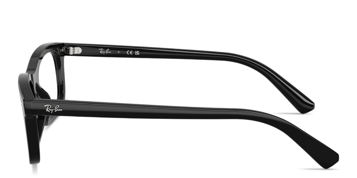 Shop Ray-Ban Optics Unisex Rectangle Eyeglasses in Black online.