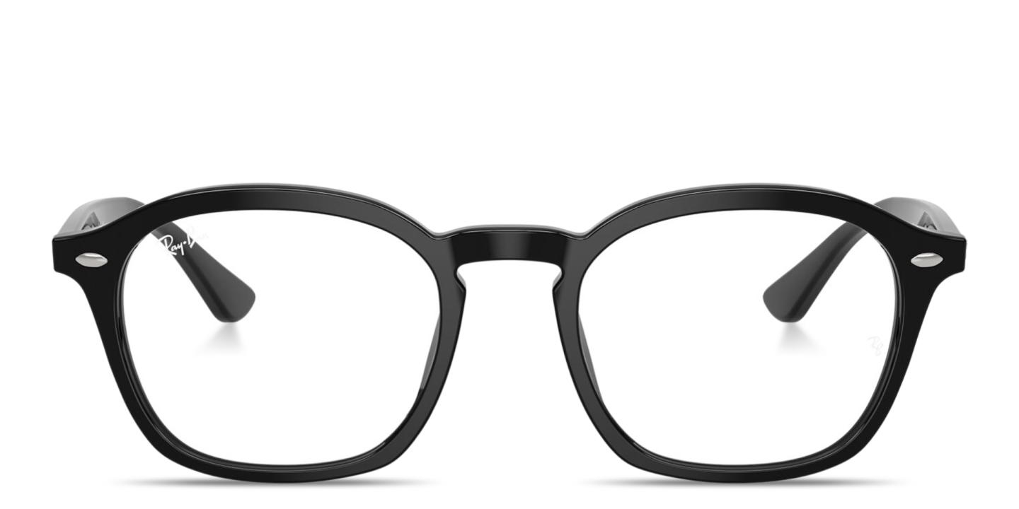 Shop Ray-Ban Embossed Logo Unisex Square Eyeglasses in Black online.