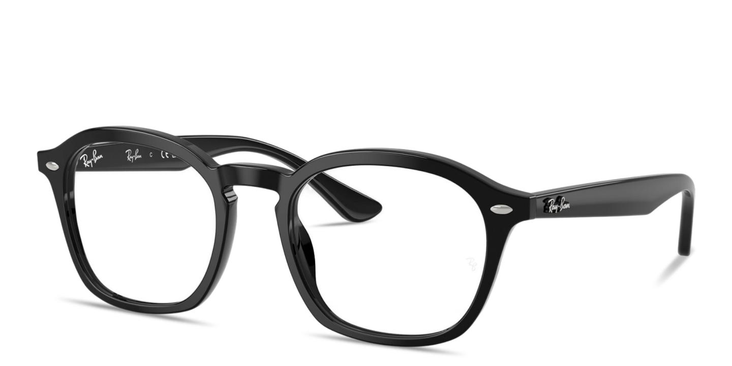 Shop Ray-Ban Embossed Logo Unisex Square Eyeglasses in Black online.