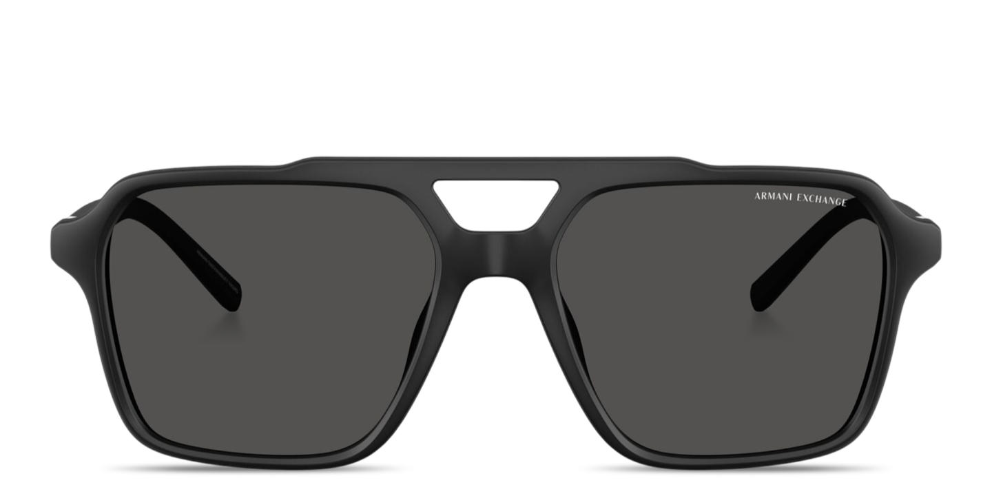 Shop Armani Exchange A|X Pilot Sunglasses in Matte Black online.