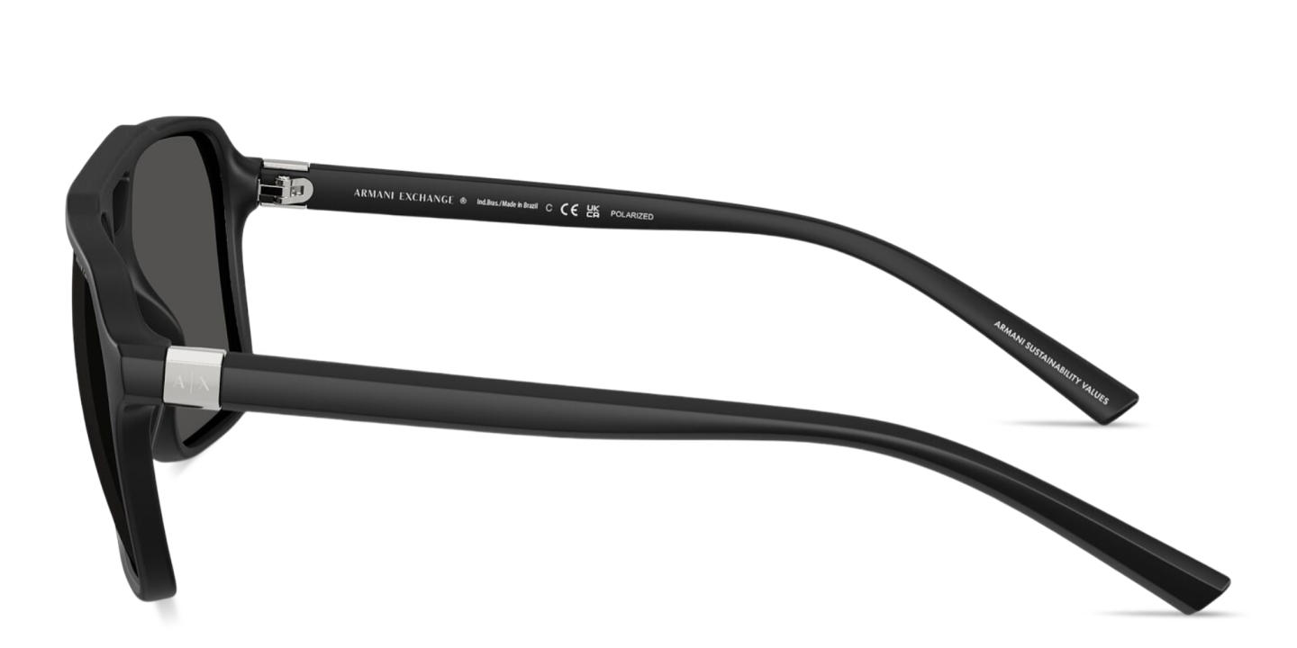 Shop Armani Exchange A|X Pilot Sunglasses in Matte Black online.