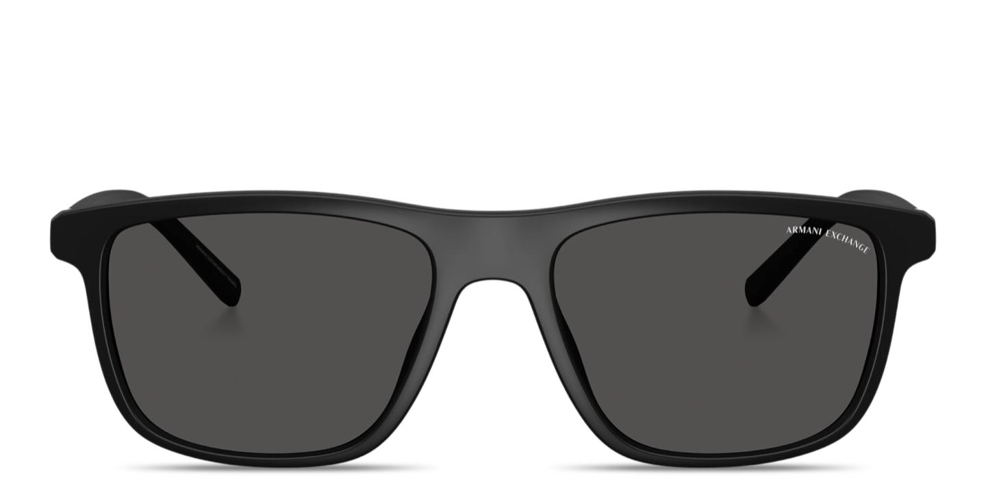 Shop Armani Exchange A|X Logo Pillow Sunglasses in Matte Black online.