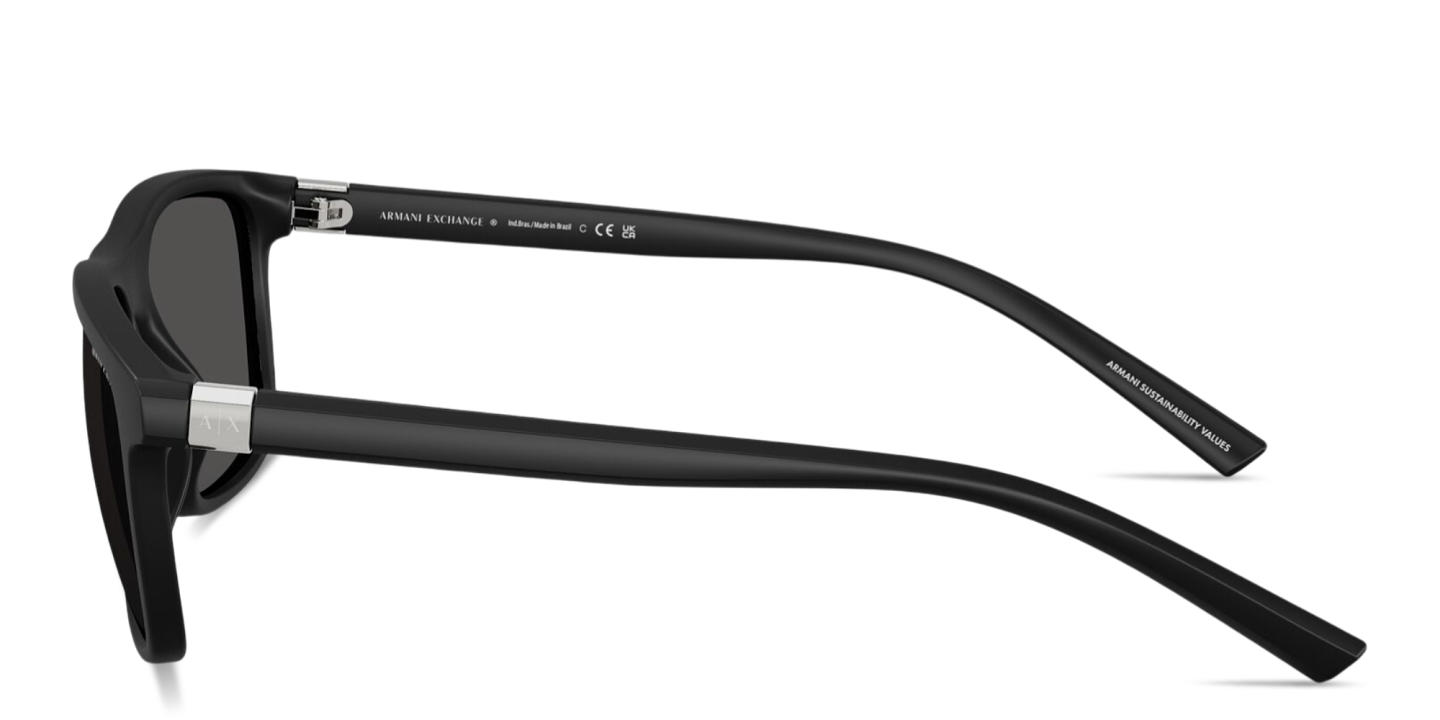 Shop Armani Exchange A|X Logo Pillow Sunglasses in Matte Black online.