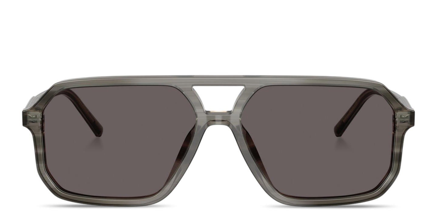 Shop Dolce & Gabbana Logo Signature Unisex Pilot Sunglasses in Grey On Striped Grey online.