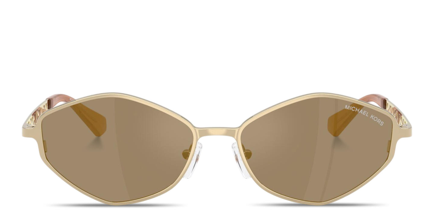 Shop Michael Kors Gold Coast Irregular Sunglasses in Light Gold online.